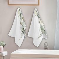 Wholesale Eucalyptus Botanical Print Hand Towel 2-Pack Ready Stock Watercolor Microfiber Quick Dry Kitchen Towel