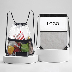 Custom Printed Logo Clear <b>Drawstring</b> Backpack Stadium Approved Transparent String Cinch <b>Bag</b> for Gym Concerts Clear Stadium <b>Bag</b> - Product Image 2