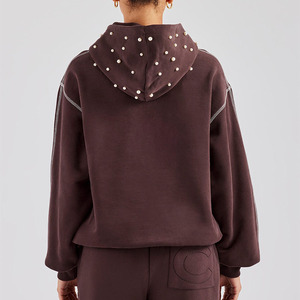 Sudadera con capucha de talla grande para mujer europea americana Sudadera estampada de alta calidad con cuentas en la capucha Venta caliente para el invierno - Product Image 2