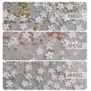 Vendita calda nuovo arrivo 3D metallo Nail Art decorazione 3 disegni piccoli fiori e perline 3D Nail gioielli - Product Image 5