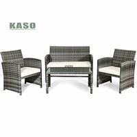4 Stück Garten Luxus Wicker synthetische nordische Aluminium rahmen Esszimmer Cane wasserdichte Patio Sofa Set Outdoor Rattan Möbel
