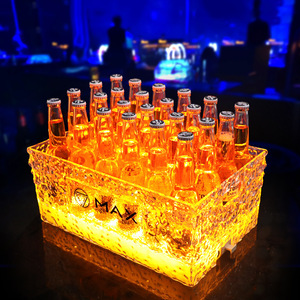 Cubo de Hielo Iluminado LED para 24 Botellas, Caja de Cerveza Recargable, Luz para Fiestas KTV, Diseño Moderno - Product Image 1