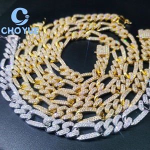 High Quality 925 Sterling Silver 16K Gold Plated Figaro Moissanite Tennis <b>Chain</b> Bracelet <b>Iced</b> <b>Out</b> Hip Hop Jewelry with GRA - Product Image 6