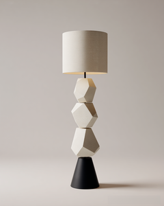 Minimalist Geometric Floor Lamp Cream Shade <b>Iron</b> Base Changeable Light Large Size for Bedroom LED Lighting 4100K Neutral White - Product Image 5