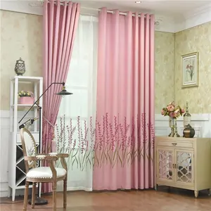 Nordic Stil Rosa Anlage Blumen Schlafzimmer Home Sonnenschutz Haken Waschbar Bestickten Vorhang Stoff//