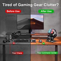Support pour manettes et casque en bois massif, organiseur double pour manettes de jeu, compatible avec Xbox, PS4, PS5, support pour casque