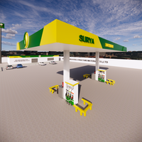 Structure en acier robuste pour station-service, charpente en poutres H soudées, certifiée CE pour station-service