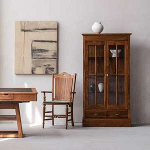 Librerías Minimalistas de Madera Maciza con Puertas de Vidrio y 5+ Cajones, Muebles Ahorradores de Espacio para Sala de Estar de Apartamentos y Estudio de Hotel - Product Image 6