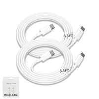 Câble de charge rapide USB C vers USB C PD 1M 60W 3A de qualité supérieure, 2 pièces dans une boîte, pour iPad, iPhone, Samsung, tablette, ordinateur portable
