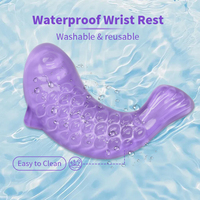 Tapis de clavier et de souris transparent en cristal violet en forme de poisson de dessin animé avec repose-poignet en gel pour PC, jeu, maison, bureau