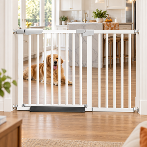 Barrière de sécurité en acier épaissi avec rampe anti-coup de pied, sans perçage, pour couloir et escaliers, barrière modulaire large pour bébé - Product Image 1