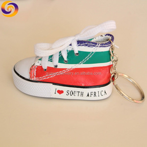 Venta al por mayor logotipo personalizado Sudáfrica recuerdo 3D lona zapato forma zapatilla llavero - Product Image 3