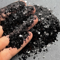 Penjualan Panas Bubuk Glitter Holografik Macaroon Chunky Mix Hitam untuk Tumbler PET Kemasan Kerajinan 1/2 Kilogram Pabrik