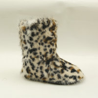 bottes en fausse fourrure rose à pois 	   Bottes en fourrure pour femmes, bottes d'hiver pour la neige, bottes en fourrure d'hiver pour femmes