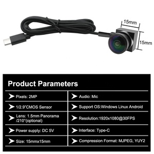 Mini Cámara <span class=keywords><strong>USB</strong></span> Micro Panorámica HD de 360° de 15*15mm y 2MP, Cámara Tipo Ojo de Pez con Micrófono Full HD de 210 Grados OTG Tipo-C para <span class=keywords><strong>Android</strong></span> - Product Image 4