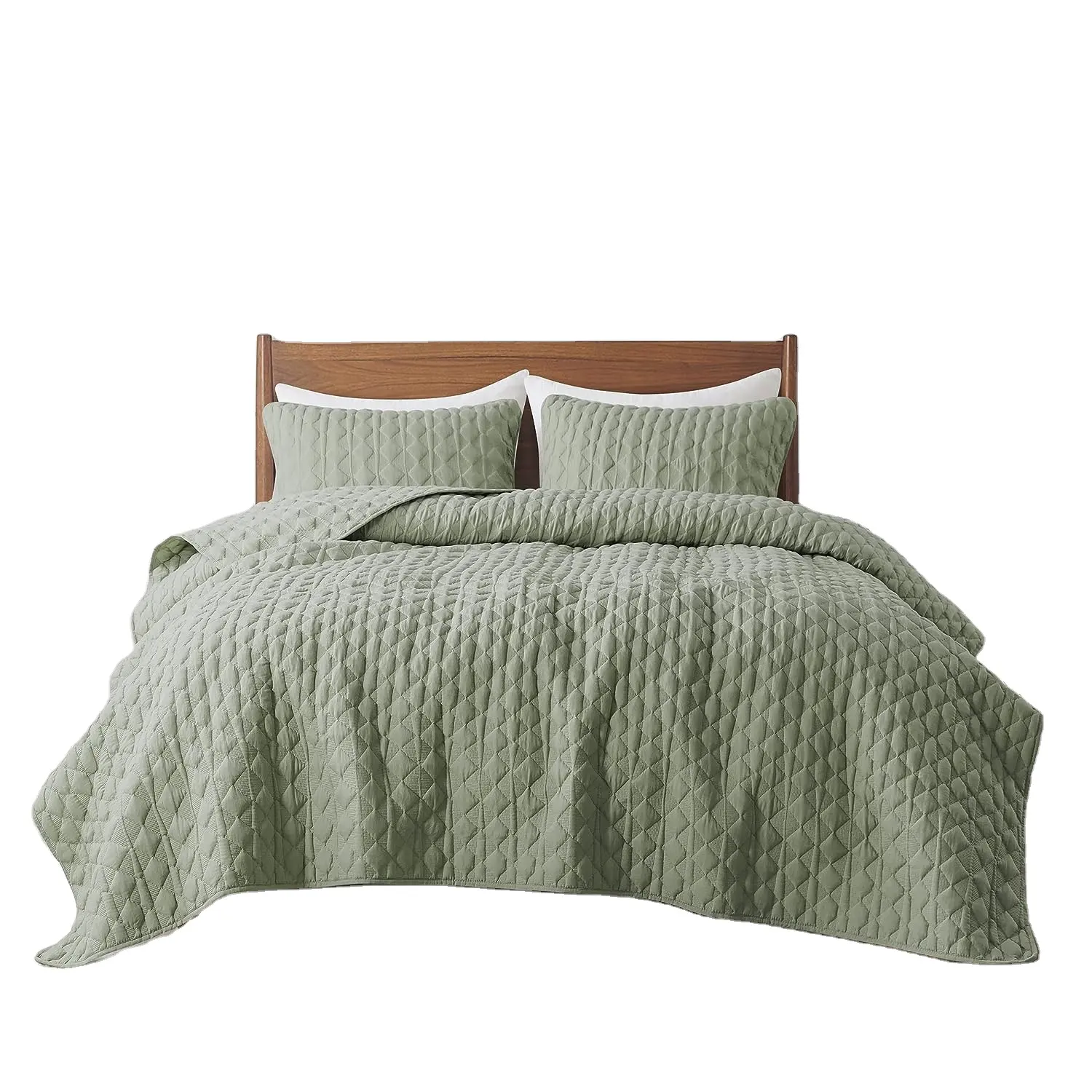 Ropa de cama con sensación de algodón, conjunto de colcha elegante de poliéster de microfibra, edredón de Color sólido suave para el verano