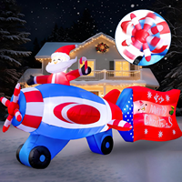 Avion de Noël gonflable de 11 pieds avec Père Noël et éclairage LED – Décoration de Noël pour jardin, pelouse, maison, extérieur, fête de fin d'année