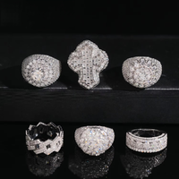 En stock aux États-Unis : Collection de bagues croix en argent sterling S925 avec moissanite VVS Ice Out pour hommes, style rappeur