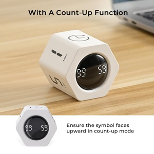 1/5/10/30/60min Hexagon <b>Desk</b> Flip Rotary Loop Productivity Timer Cube <b>Big</b> Screen Countdown Visual Pomodoro Timer for Kids - Product Image 5