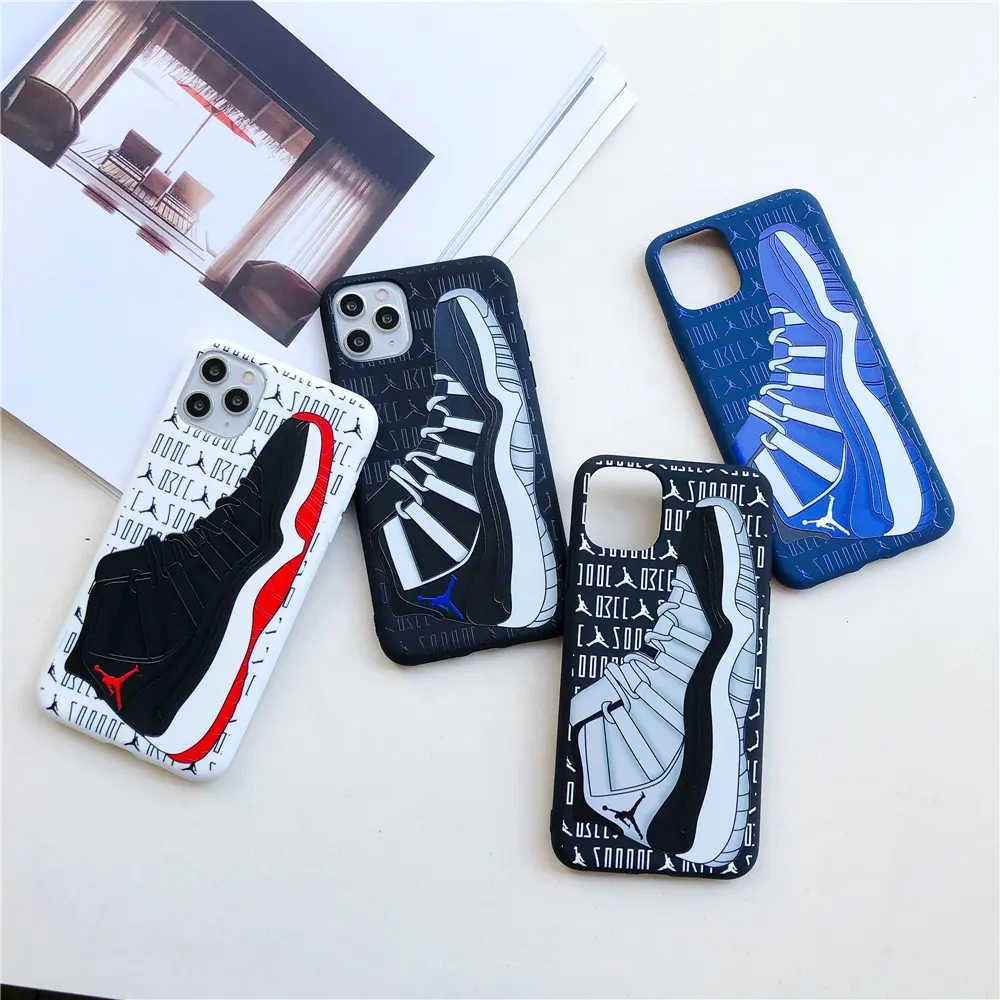 Moda deporte Air Jor Dan a prueba de golpes zapatos de baloncesto silicona TPU funda de teléfono móvil para iPhone 12 13 Pro Max Protector