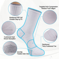 Chaussettes de sport haute performance pour hommes, compression renforcée de la voûte plantaire, amorties, antidérapantes et résistantes à l'abrasion