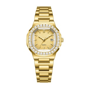 Women's Stainless Steel Octagon Quartz <b>Watch</b> with Diamond Bezel Analog Date Display Elegant Fashion Timepiece - Product Image 5