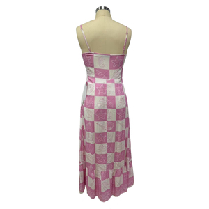 Pink Sweet Plaid Ocean Series Online Bulk <strong>Buying</strong> Maxi <strong>Dresses</strong> <strong>Dress</strong> for Women - Product Image 3