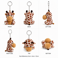 Porte-clés girafe mignonne en peluche, animal en peluche doux, écologique, anneau métallique durable, logo personnalisé, cadeau adorable unisexe pour enfants et femmes
