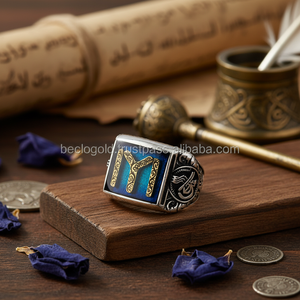 925K Sterling Silver Ottoman Dirilis Blue Enamel <b>Men</b> <b>Ring</b> - Product Image 2
