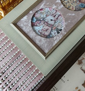 Hồng Thỏ Chuột Phong Cách Sơn Trang Trí Với Vàng Bow Retro Tua Peals Cho Cô Gái Phòng Ngủ Tường Trang Trí - Product Image 5