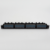 Panel Patch Kosong 1U 19 inci Cat6 UTP 24 Port RJ45 Jacks Bahan SPCC Hitam dengan Pintu Anti Debu dan Kolom Plastik yang Dapat Dilepas