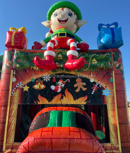 Maison de rebond mignonne sur le thème des elfes de Noël avec toboggan pour les événements scolaires et les locations - Product Image 4