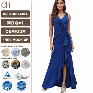 Robes de soirée formelles pour femmes, robe de soirée élégante, robe de bal longue, sexy, col en V, sans manches, fendue, pour soirée, <span class=keywords><strong>nuit</strong></span>, rendez-vous - Product Image 1