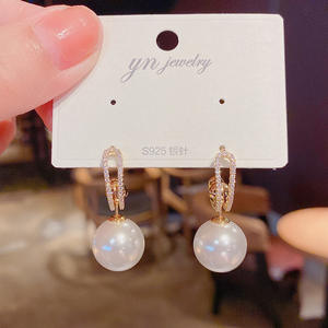 แฟชั่น<span class=keywords><strong>3</strong></span> Ware วิธีสำหรับหนึ่งคู่ต่างหูมุกเพชรธรรมชาติต่างหู18พันทองสำหรับผู้หญิงขายส่ง N2302212 - Product Image 3