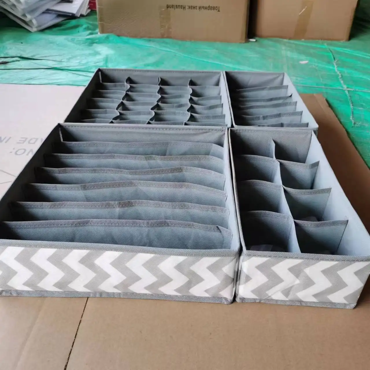 Çeşitli ızgara tasarımı basit dokunmamış ev saklama kutusu iç çamaşırı organizatör kutuları sutyen kravat çorap katlanır konteyner organizatörler