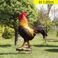 Estatua realista de escultura de fibra de vidrio personalizada de gallo de decoración de granja en stock