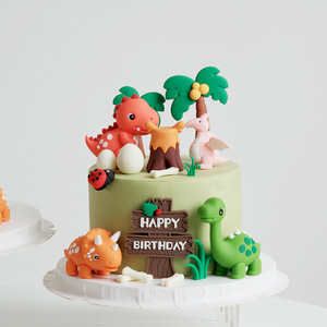 Adorno para Pastel de Dinosaurio, Decoración de Pastel de Plástico Suave, Adornos de Estilo Bosque de Dinosaurios, Tronco de Cocotero - Product Image 3