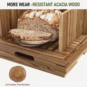 Cortador de pan de bambú con bandeja de almacenamiento, herramienta de cocina manual para cortar tostadas y pan, diseño ecológico - Product Image 3