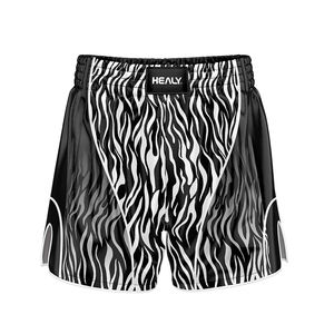 Para pantalones cortos de boxeo elásticos con estampado de cebra hechos a medida 100% poliéster estilo Atlético MMA Trunks que absorben la humedad - Product Image 1