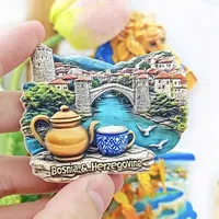 Aimants de réfrigérateur 3D Europe Bosnie-Herzégovine, souvenirs touristiques, artisanat, cadeaux