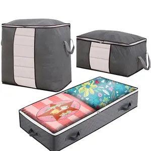 Basics Foldable Large Zippered Storage Bag Organizer Cubes with Clear Window & Handles, 3-Pack