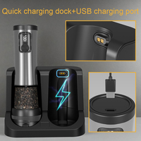 Nouvel ensemble de moulins à sel et à poivre électriques mis à jour avec écran LED, moulins à poivre automatiques avec base rechargeable