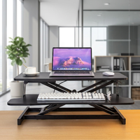 Convertisseur de bureau moderne en acier, extensible, pliable et réglable - Rehausseur assis-debout pour bureau à domicile, entièrement assemblé avec mécanisme de levage à ressort