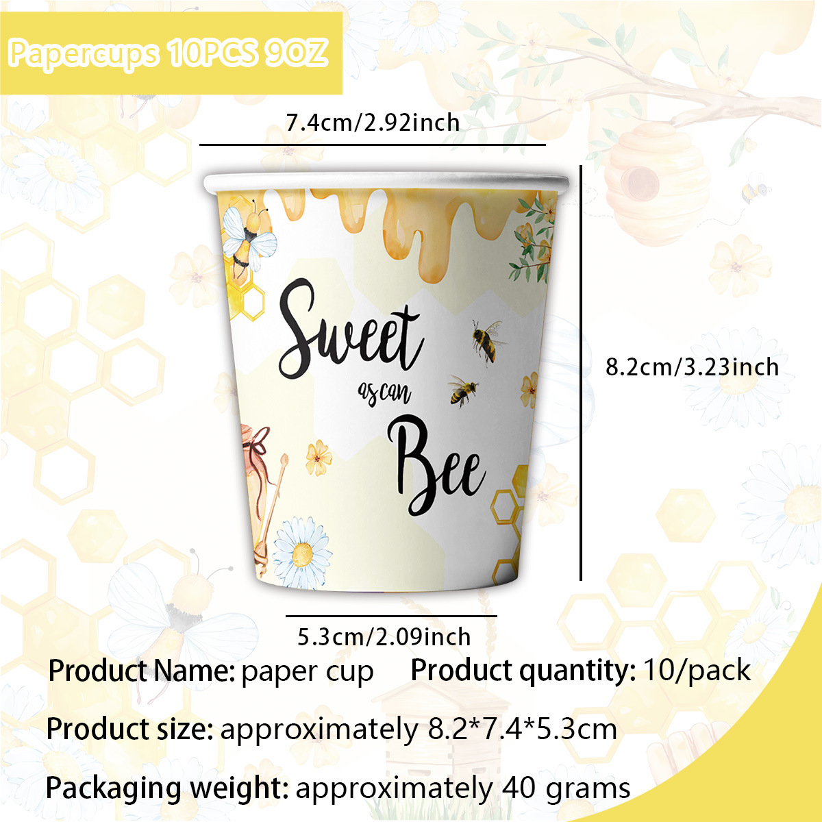 Vaso de papel amarillo-10 piezas