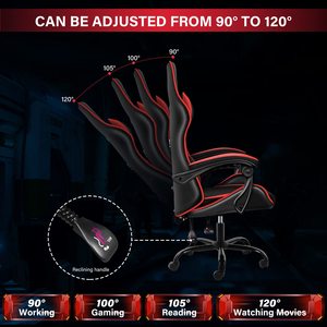 Silla <span class=keywords><strong>Gamer</strong></span> Negra y Roja con Función Reclinable, Ergonómica, Respaldo Alto Ajustable y Giratoria - Product Image 5
