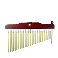 Carillons à vent pour la thérapie sonore, instruments de méditation tubulaires à percussion musicale, en bois naturel, avec support éducatif