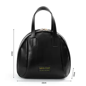 Waterproof Pu Leather Portable Cosmetic Bag Shell Storage Printed Custom Zipper Ladies Women Handbag