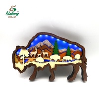 Décorations pour la maison en forme d'animal en bois multicouche avec lumières LED Statue en bois Veilleuse