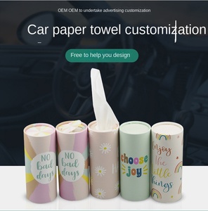 Boîte de mouchoirs en papier facial en pâte de bois vierge, <span class=keywords><strong>2</strong></span> plis, cylindre, logo imprimé, 50 unités par tube pour la voiture et les voyages - Product Image 3