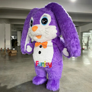 2m simpatico Costume da lepre viola gonfiabile divertente coniglietto di pasqua <span class=keywords><strong>vestito</strong></span> da <span class=keywords><strong>coniglio</strong></span> adulto completo corpo saltare in aria mascotte per il Marketing - Product Image 2